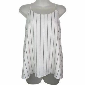 NWT EMBRACE LOS ANGELES DEAR HANNAH IVORY‎ W/BLACK STRIPES LINED BLOUSE MEDIUM
